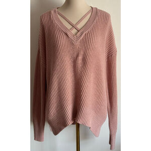 Women's Free for All Pink V-Neck Sweater Size L